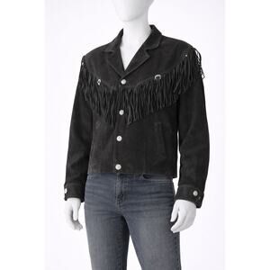 Wilsons Leather Fringe y2k Jacket Black Western Cowboy Suede Leather women’s M